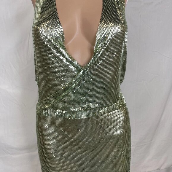 NEW LEMONLUNAR Women’s The Green Chainmail Mini Dress – Apple Green Size S State - Picture 12 of 14